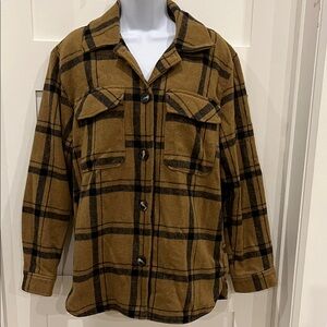 Dynamite Brown Checkered Shirt Jacket
